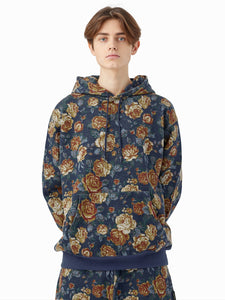 flower graphic jacquard hoodie